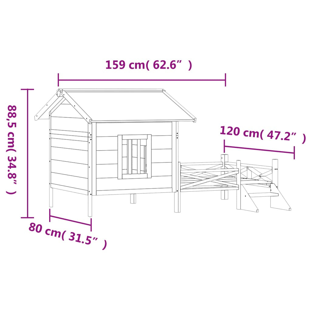 Vidaxl Caseta Para Perros Madera Maciza Pino Color Moca 159x120x88,5cm_2