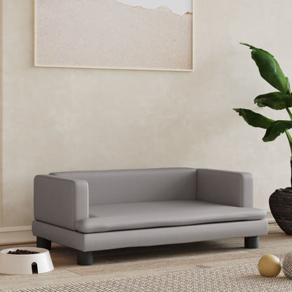 Cama Para Perros De Cuero Sintético Gris 80x45x30 Cm / Vetonek_4