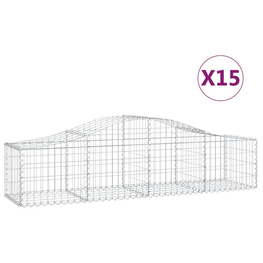 Cestas Gaviones 15 Uds Forma De Arco Hierro 200x50x40/60 Cm_0