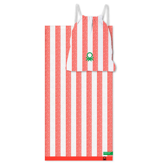 Set 2pc Toalla De Playa (toalla 90x160cm + Bolsa 144tc Hilo Teñido) Rojo Rainbow Be_0