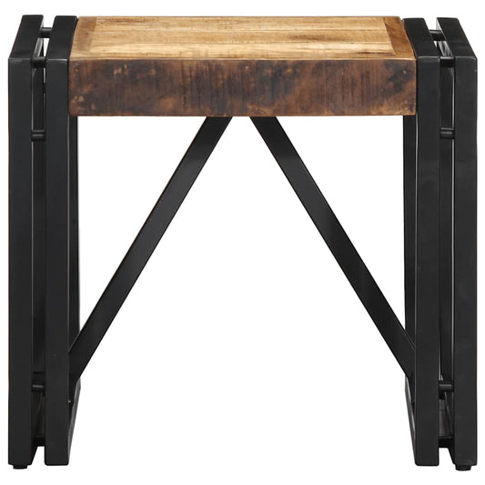 Mesa De Centro 40x40x35 Cm Madera Maciza De Mango Rugoso_0