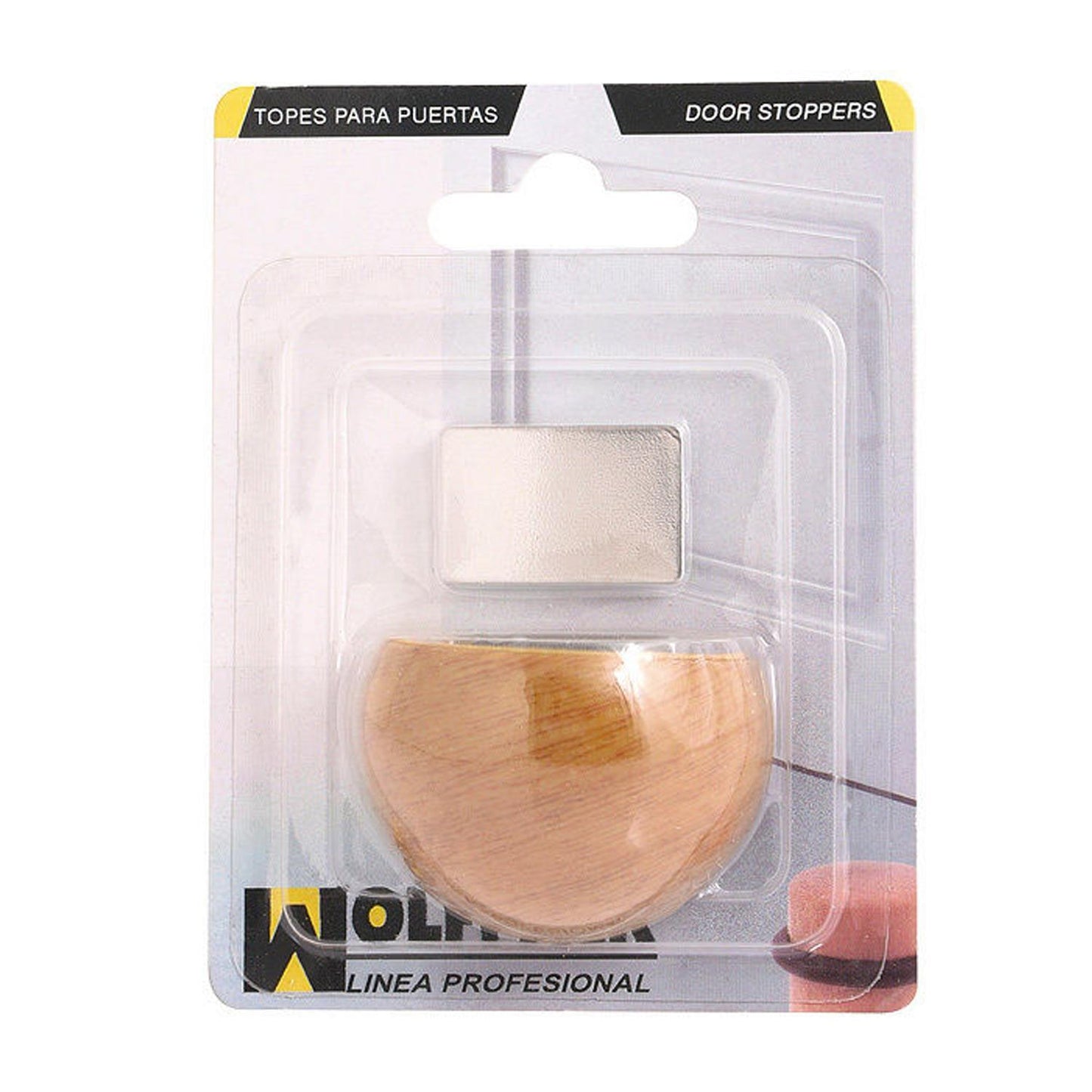Tope Puerta Adhesivo Con Imán Retenedor Color Madera