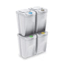 Conjunto De 4 Cubos De Lixo Keden Sortibox Papelera Recycle, Branco Quebrado, Volume 4x35l