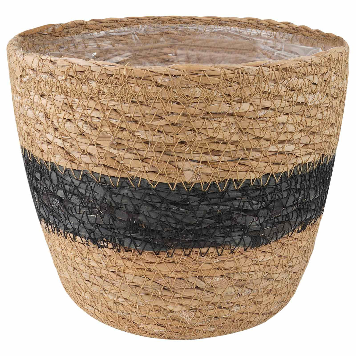 Plant Pot 3 Uds. Natural Y Negro Ø26 X 19 Cm 100% Hierba Marina_3