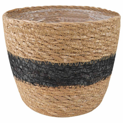 Plant Pot 3 Uds. Natural Y Negro Ø26 X 19 Cm 100% Hierba Marina_3
