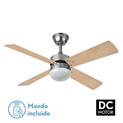 Ventilador Dc Sofia 2xe27 Niquel 4 Aspas Rev.haya/plata 40x107d C/remoto Temporizador_0