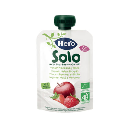 Hero Solo Iogurte Biológico, Maçã e Morango Pouch +6 meses 100g