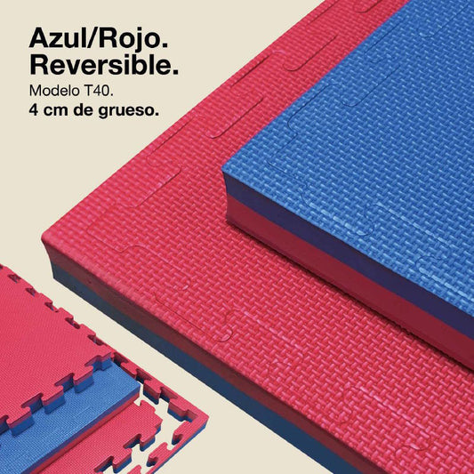 Tatami Puzzle 4cm 100x100cm – Superficie T Azul/rojo Jowy_0