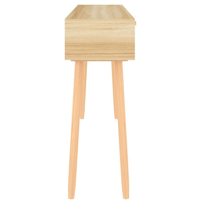 Mesa Consola Madera Pino Maciza Ratán Natural 105x30x75 Cm_4