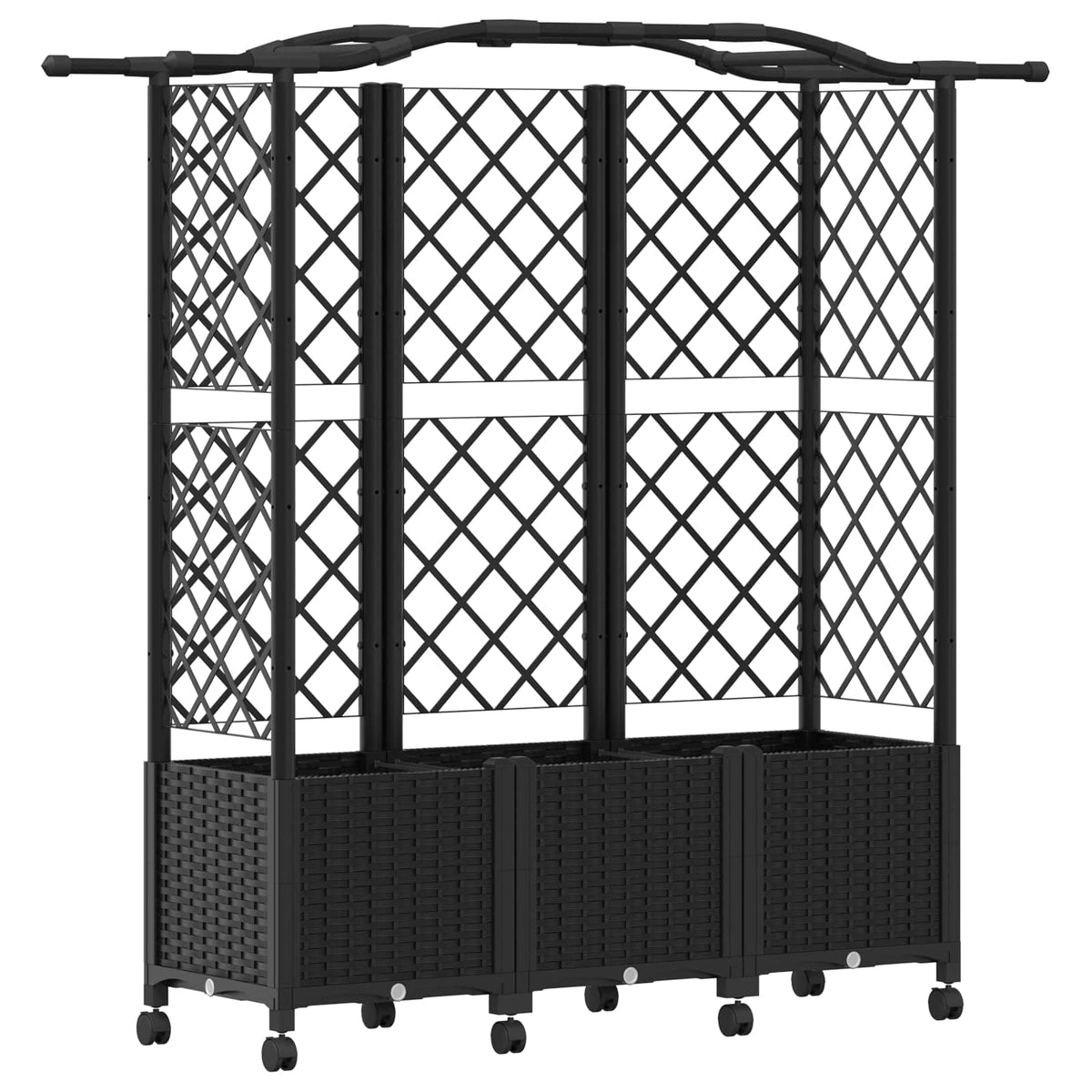 Cama Elevada Con Trellis Y Techo Negro 163 X 40 X 144 Cm Pp_0