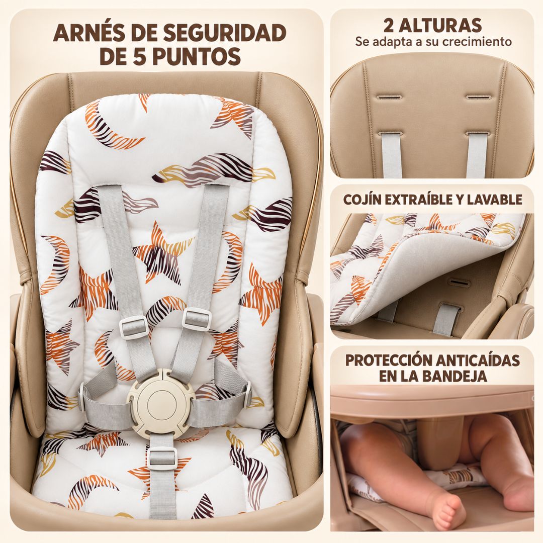 Trona Khaki Evolutiva 3 En 1, Plegable Y Portátil Con Altura, Reposapiés, Respaldo Y Bandeja Bathby_2