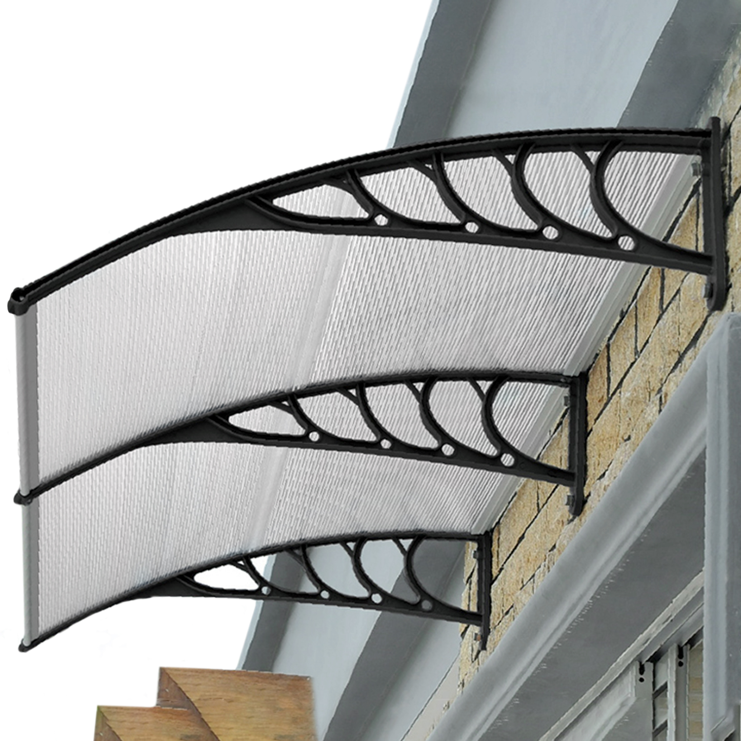 Tejadillo De Protección 240x90cm Marquesina Para Puertas Y Ventanas Negro_2