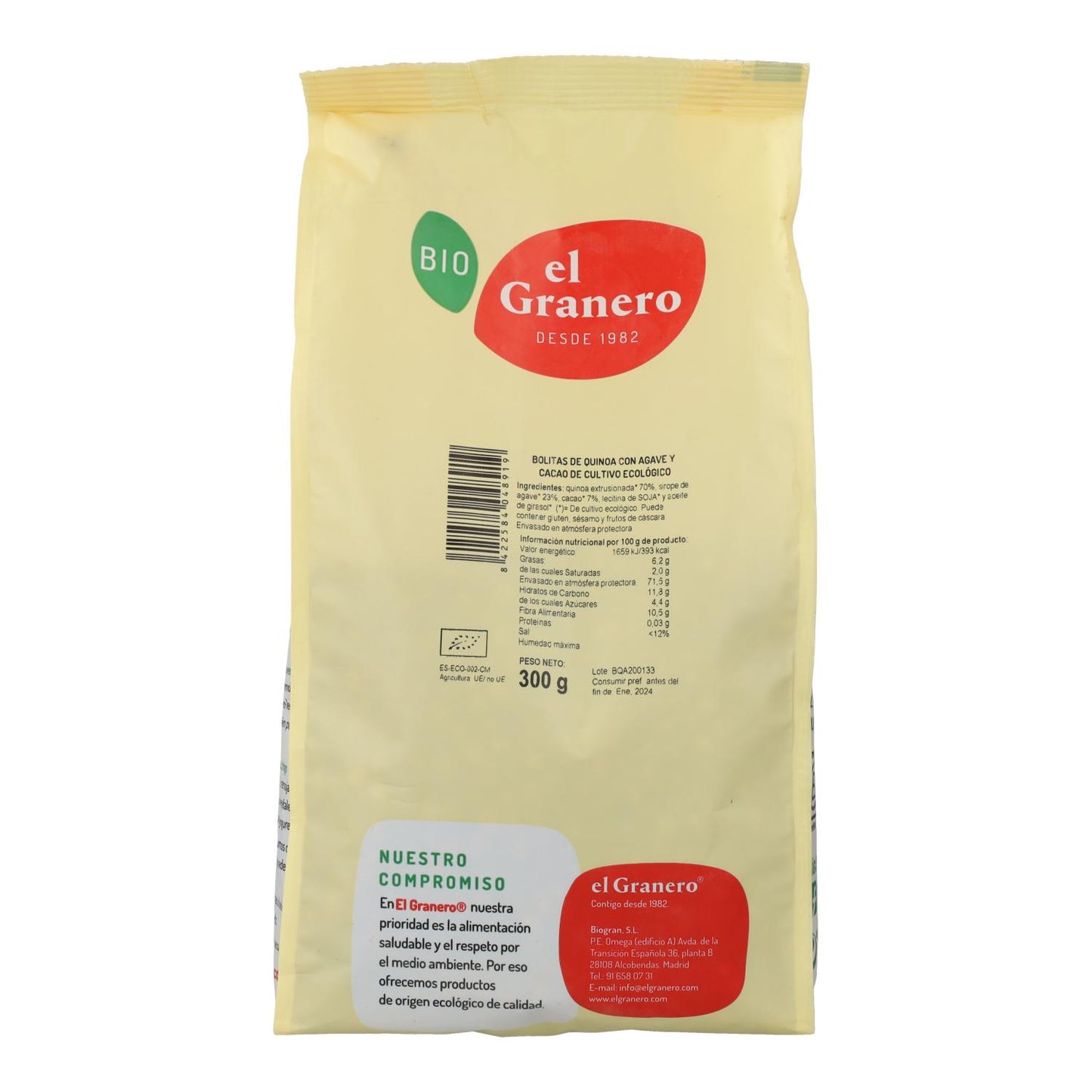 Bolas de Quinoa com Agave e Cacau El Granero, 300 g