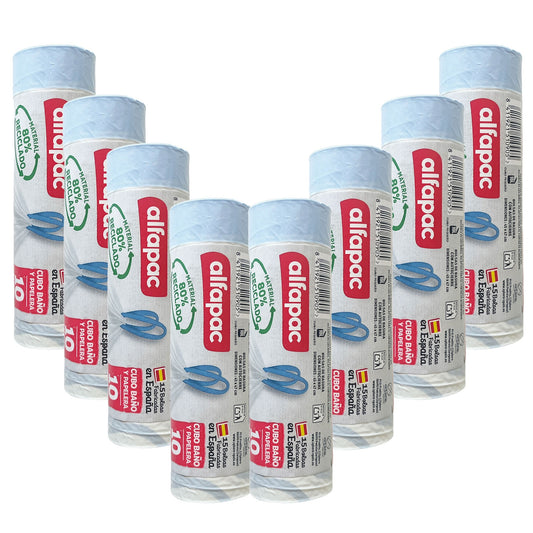 80% Reciclado 8 Rollos De 15 Bolsas De Basura  10l Con Autocierre