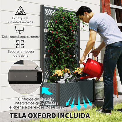 Outsunny Jardinera Con Enrejado De Ratán Para Plantas Trepadoras Gris Oscuro_5