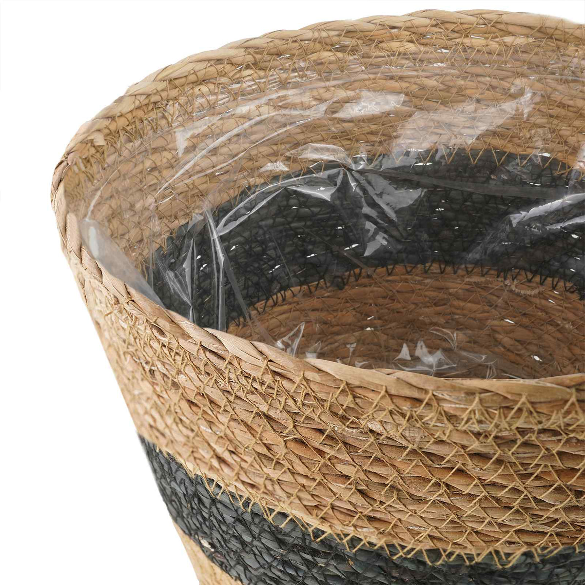 Plant Pot 3 Uds. Natural Y Negro Ø26 X 19 Cm 100% Hierba Marina_5