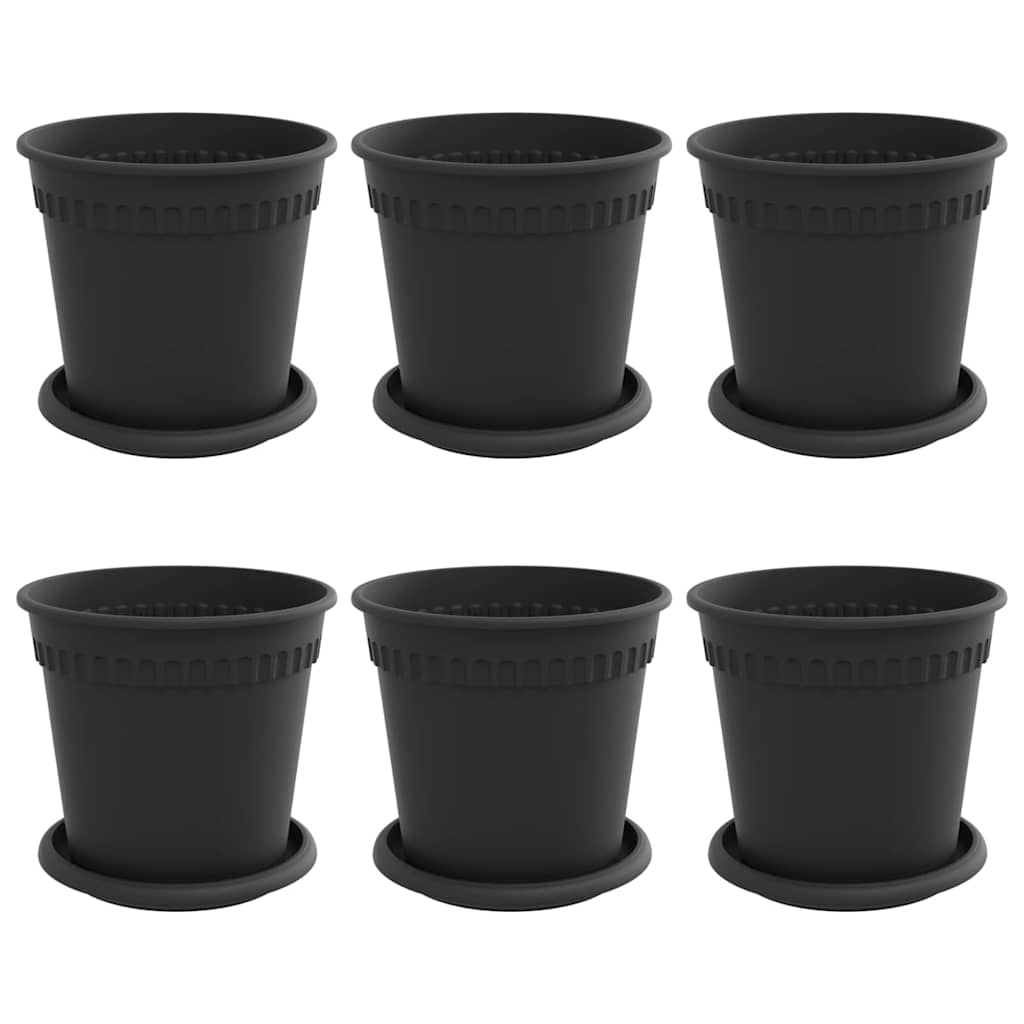 Macetas 6 Pcs Negro Ø 17 X 14 Cm Plástico_0