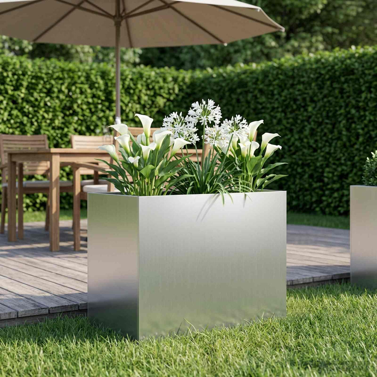 Macetero De Jardín Plateado 50 X 40 X 50 Cm Acero Galvanizado_1