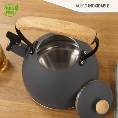 Briebe Nordic Set Tostadora Pan Ranura Ancha 2 Rebanadas + Tetera 2,3l Acero Inox, Inducción Libre Bpa, Skt1177gry, Gris_5