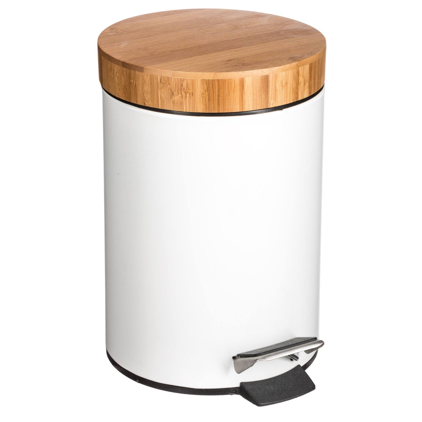 Well Home Papelera Metálica 3l Diseño En Bambú 'natureo' Ideal Para Baño O Escritorio_0