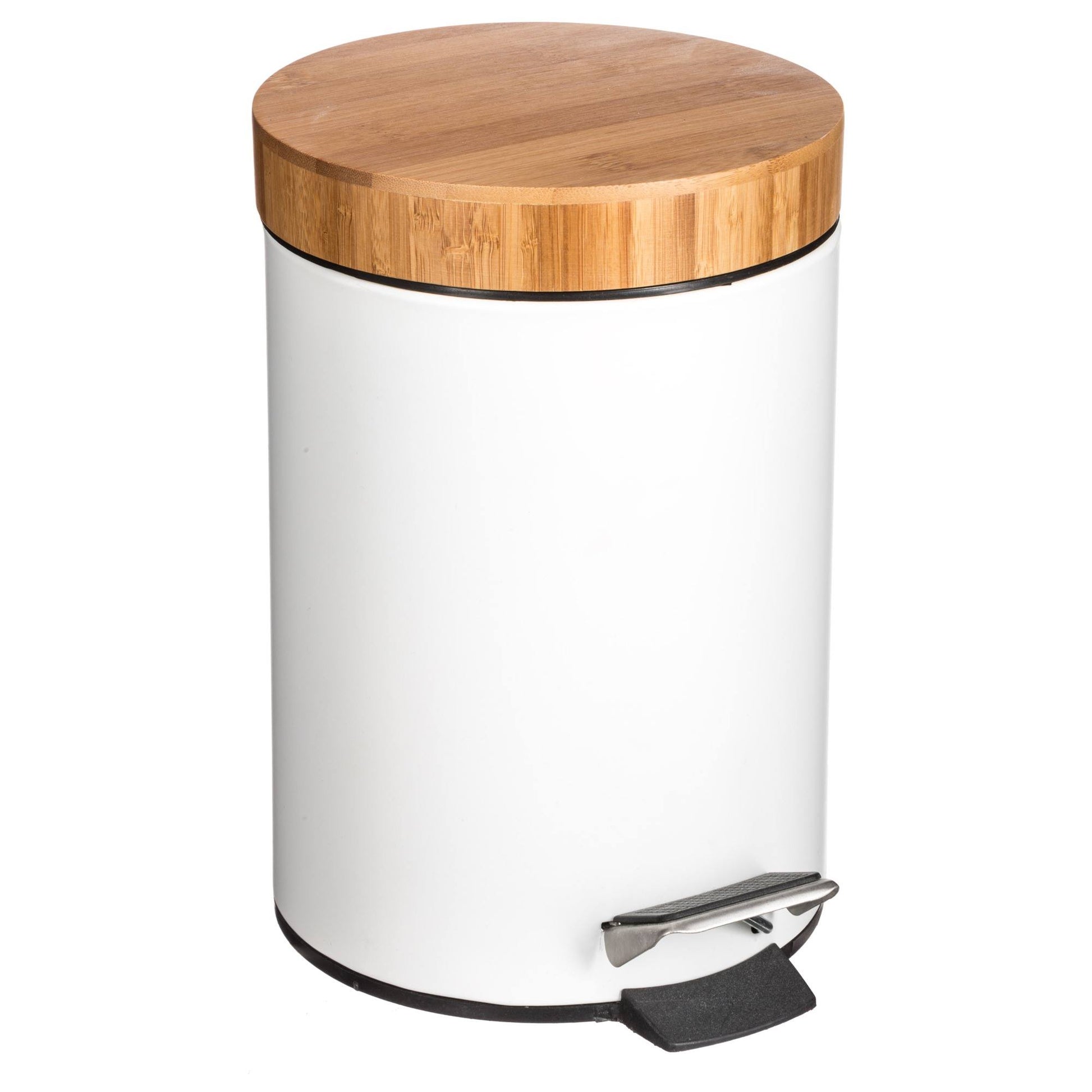 Well Home Papelera Metálica 3l Diseño En Bambú 'natureo' Ideal Para Baño O Escritorio_0
