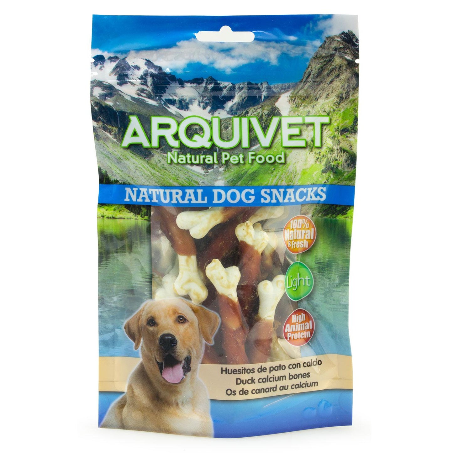 Petisco natural para cães: Ossos de pato com cálcio Arquivet 100g