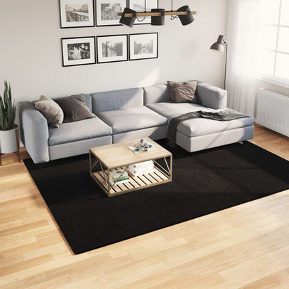 Alfombra De Pelo Corto Suave Lavable Huarte Negro 200x280 Cm / Vetonek_0