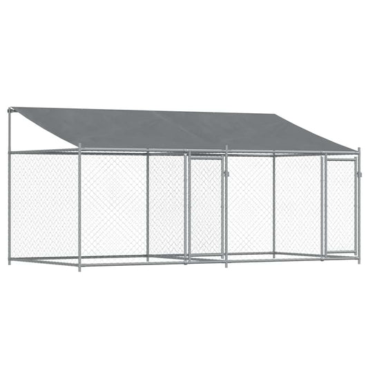Jaula De Perros Techo Y Puertas Acero Galvanizado Gris 4x2x2 M_0