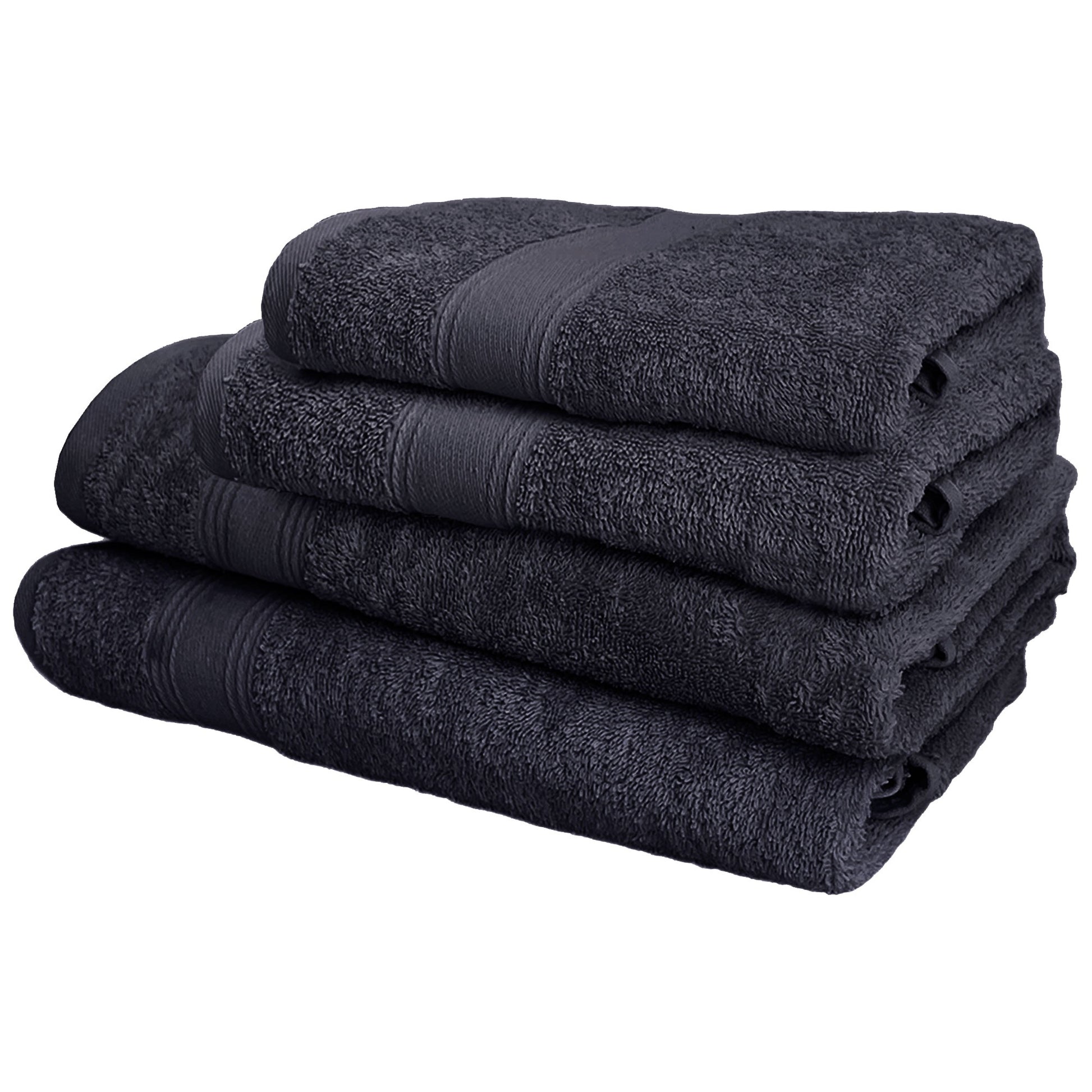 Juego De 4 Toallas De Baño: 2 Toallas De Lavabo 50x90 ; 2 Toallas De Ducha 70x140cm 450 Gr/m2 100% Algodón Gris Oscuro_0