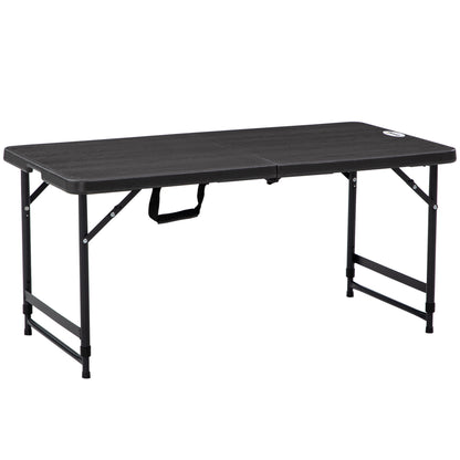 Outsunny Mesa De Jardín Plegable Con Altura Ajustable 118x60x56-74cm Gris Oscuro_0