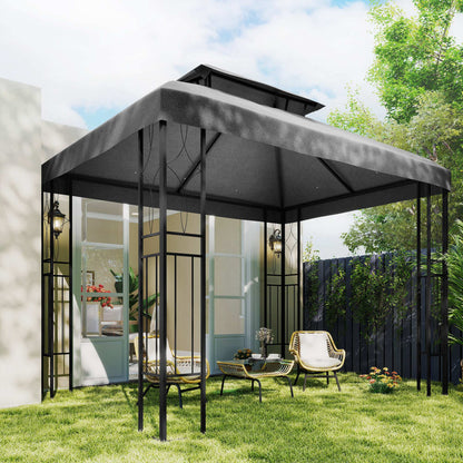 Outsunny Techo De Repuesto Para Cenador 4x3 M Con Techo Doble Anti-uv Gris_4
