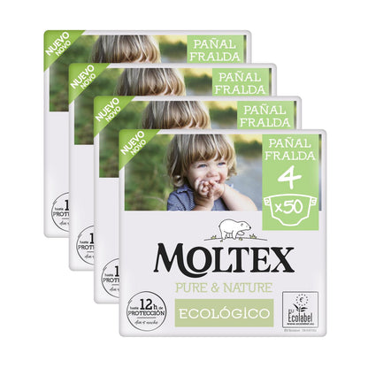 Pacote de poupança fraldas T4 (9-15 kg) Moltex Pure &amp; Nature, 200 unidades