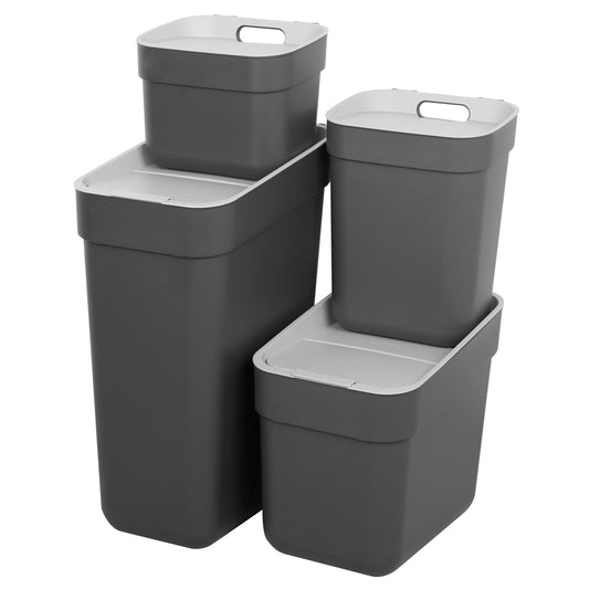 Curver Pack 4 Cubos De Reciclaje Ready To Collect (30l + 20l + 10l + 5l) Gris_0