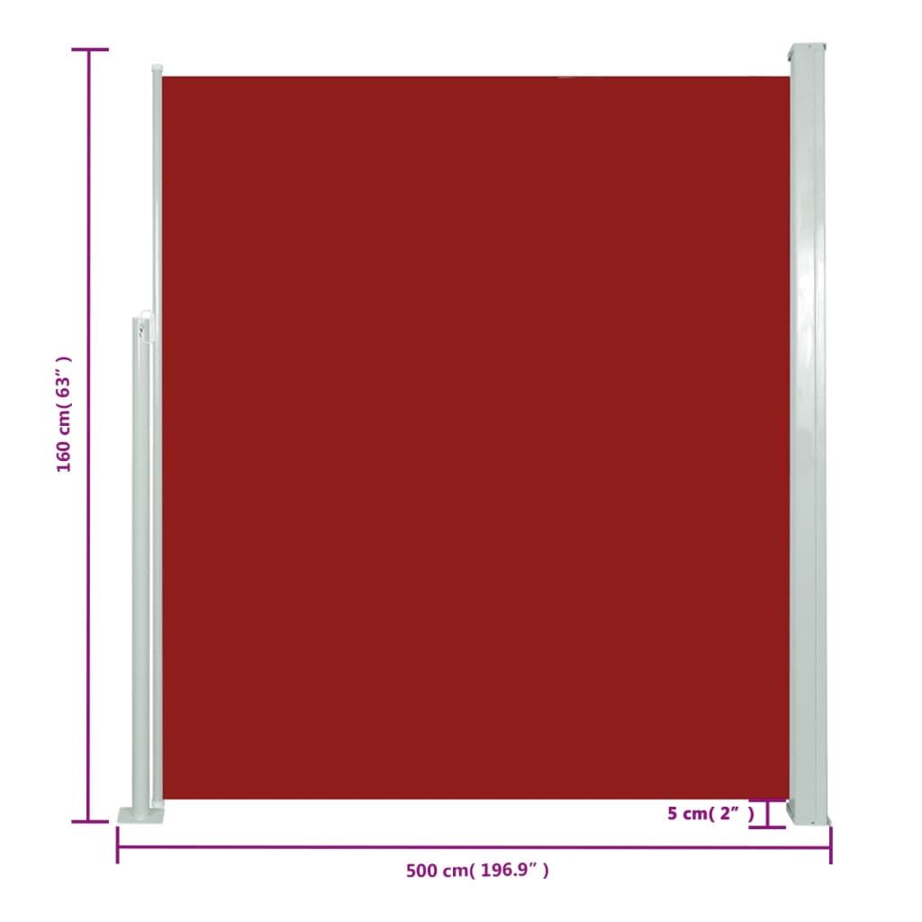 Vidaxl Toldo Lateral Retráctil Para Patio Rojo 160x500 Cm_2