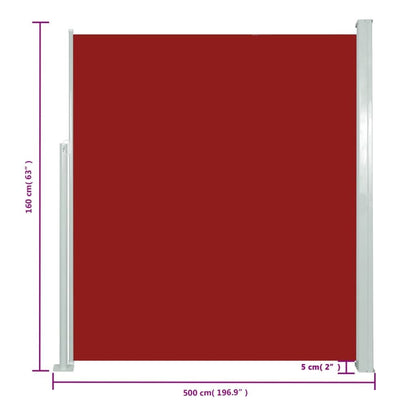 Vidaxl Toldo Lateral Retráctil Para Patio Rojo 160x500 Cm_2