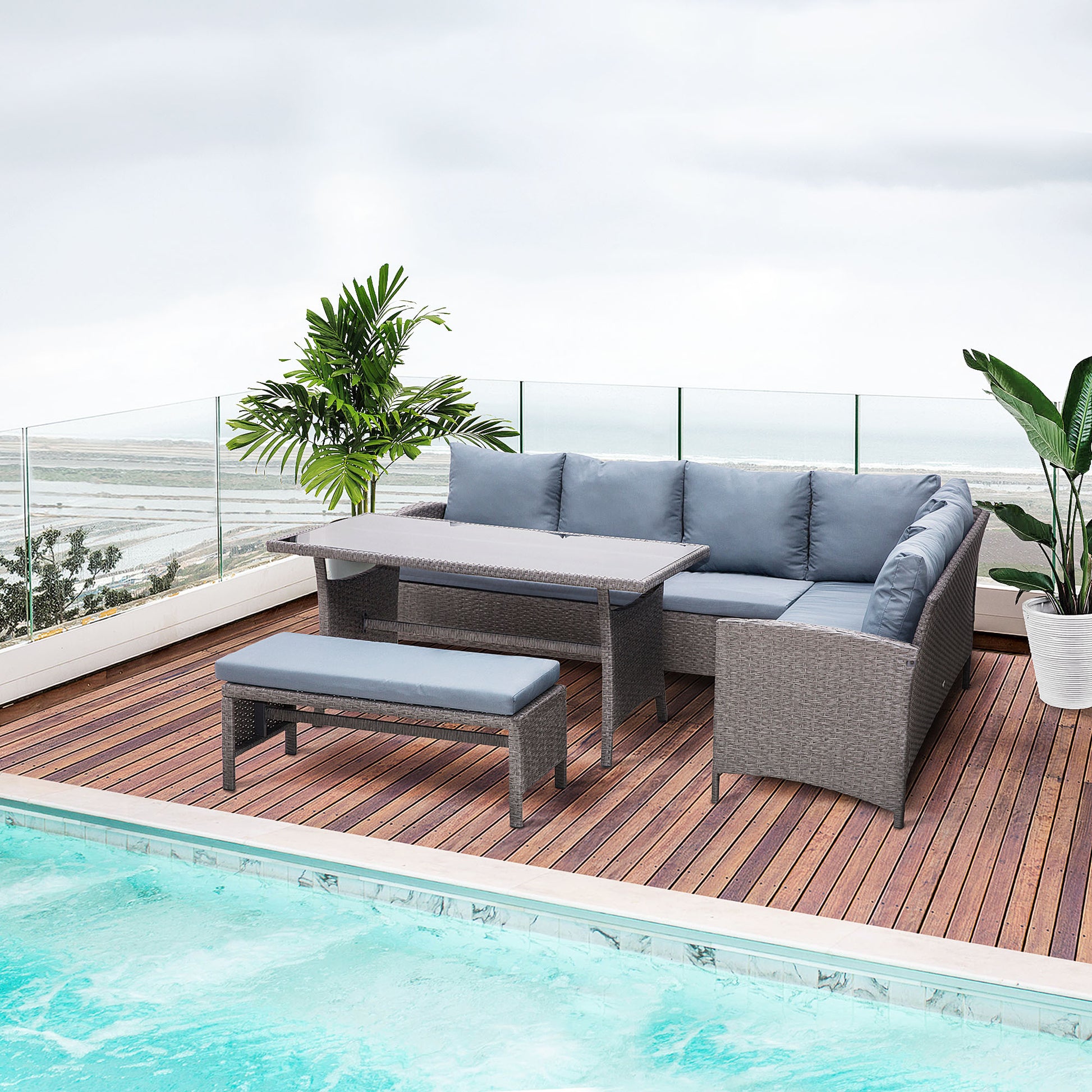 Outsunny Conjunto 4 Piezas Muebles De Ratán Con Cojines Acolchados Tubo_1