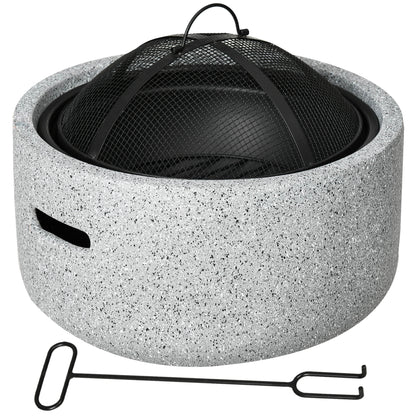 Outsunny Brasero Exterior Redondo Con Atizador Ø45x34 Cm Gris_0