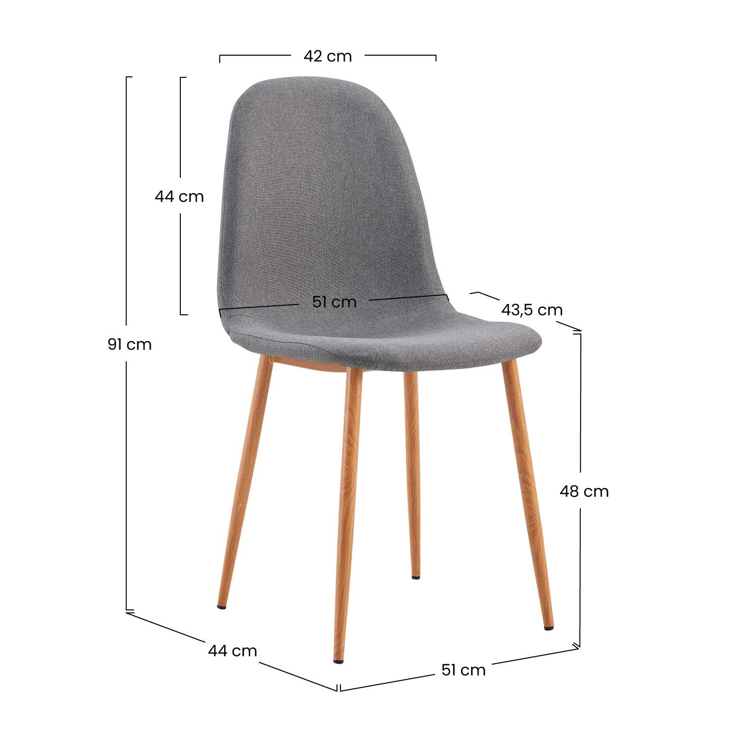 Pack 4 Sillas De Comedor Lino Nuova 91x51x44cm Thinia Home_5