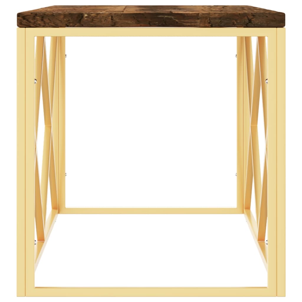 Mesa De Centro Acero Inoxidable Y Madera Maciza Reciclada_2