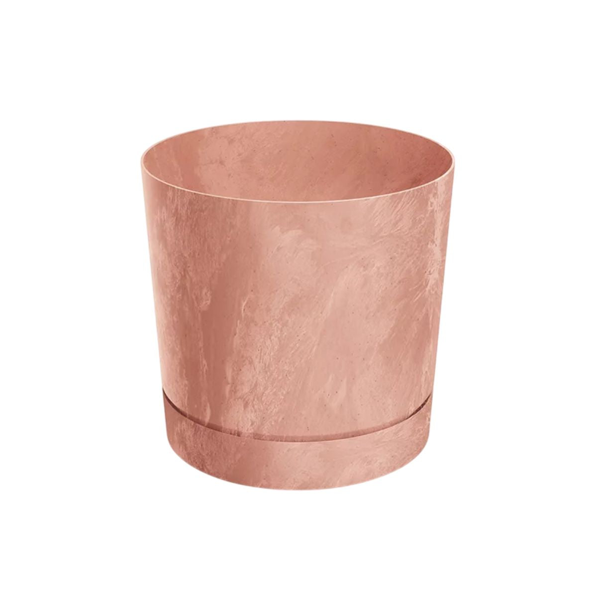 Vaso de cimento puro com pires de terracota integrado D24x23