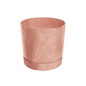 Vaso de cimento puro com pires de terracota integrado D24x23