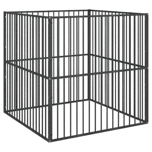 Corralito Para Perros Con 4 Paneles Acero Galvanizado Negro_0