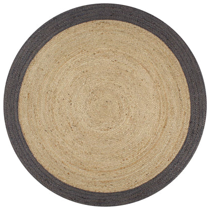 Alfombra Hecha A Mano De Yute Con Borde Gris Oscuro 120 Cm / Vetonek_5