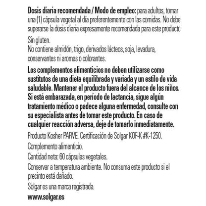 Vitamina D3 (Colecalciferol) 4000 UI (100 μg) 60 cápsulas vegetais Solgar