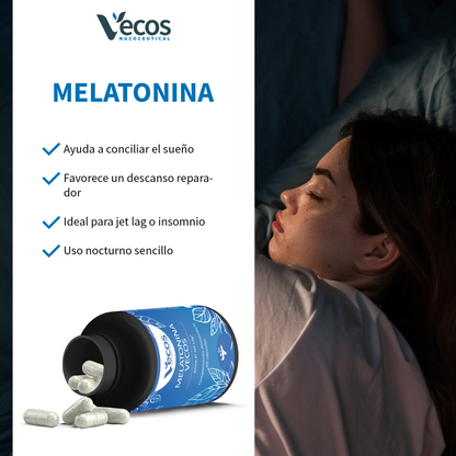Melatonina 1,9 Mg Vecos 60 Cápsulas | Conciliar El Sueño Y Descanso | Con Vitaminas C Y E_3
