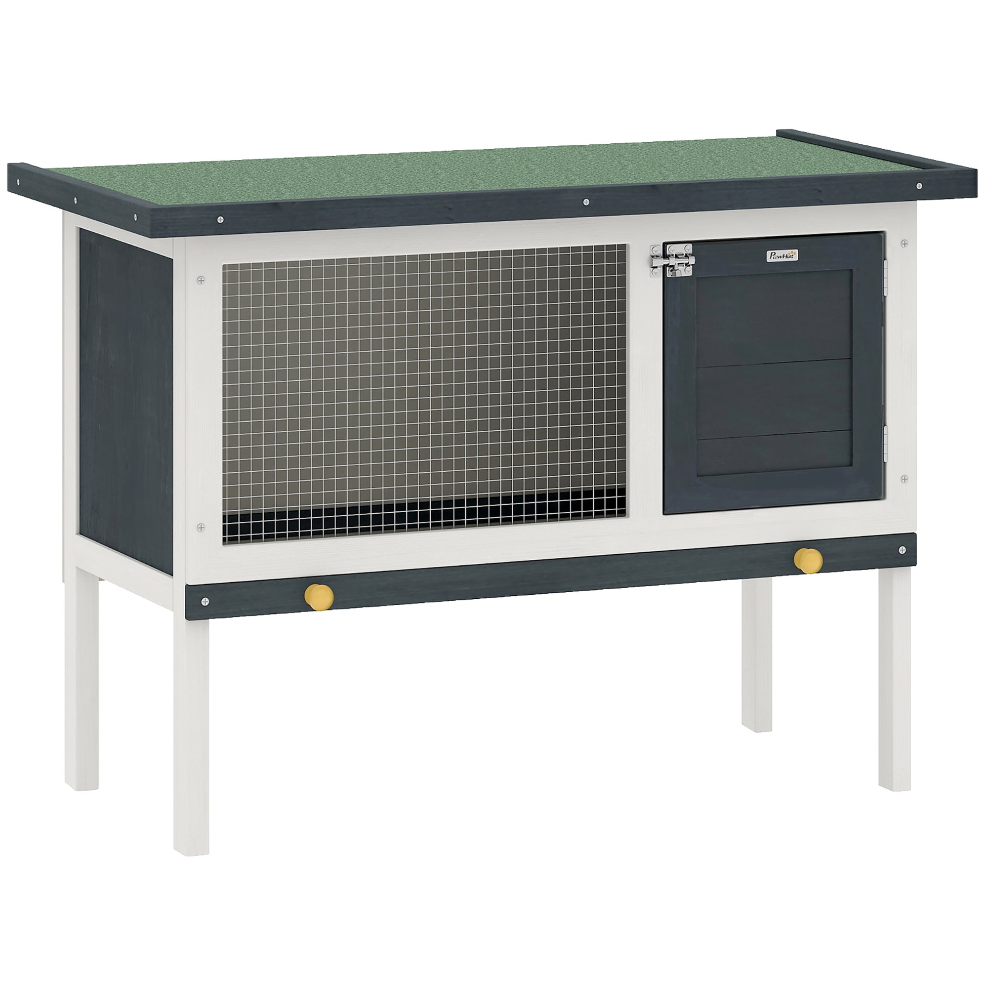Pawhut Conejera De Madera Con Techo Asfáltico Abatible Y Bandejas 90x45x65 Cm_0