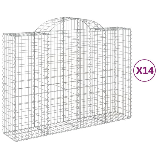 Cestas Gaviones 14 Uds Forma De Arco Hierro 200x50x140/160 Cm_0