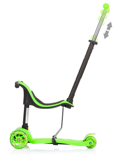 Patinete Infantil 3 En 1 Multi Plus Con Asiento Y Mango Parental Green_1