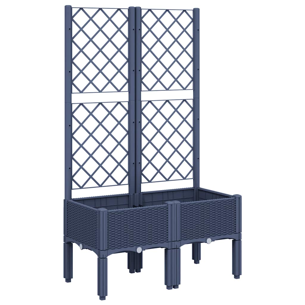 Jardinera Con Enrejado Pp Azul Gris 80x40x142 Cm_0