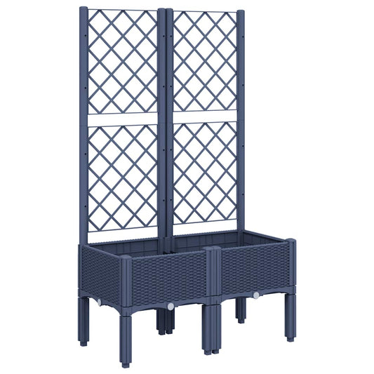 Jardinera Con Enrejado Pp Azul Gris 80x40x142 Cm_0